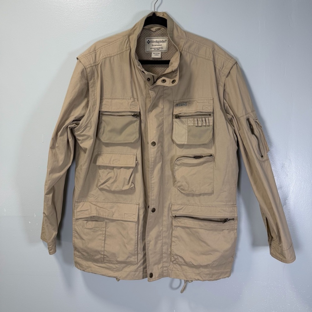 Weekender Traveler Adventure Series Tan Utility Safari Jacket Large